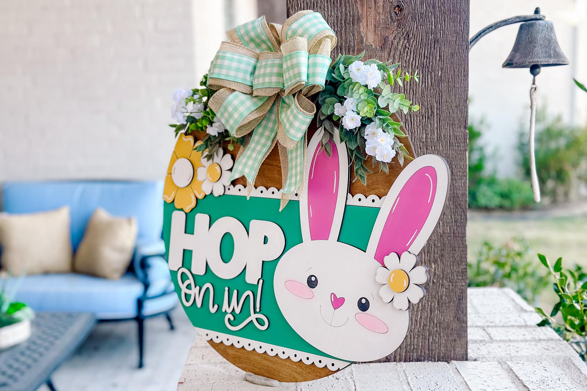 Every Bunny Welcome SVG, Easter Bunny Door Hanger Laser File, Spring Porch Decor, Layered Laser Cut Design, Glowforge Bunny SVG