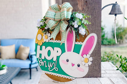 Every Bunny Welcome SVG, Easter Bunny Door Hanger Laser File, Spring Porch Decor, Layered Laser Cut Design, Glowforge Bunny SVG