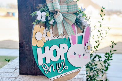 Every Bunny Welcome SVG, Easter Bunny Door Hanger Laser File, Spring Porch Decor, Layered Laser Cut Design, Glowforge Bunny SVG