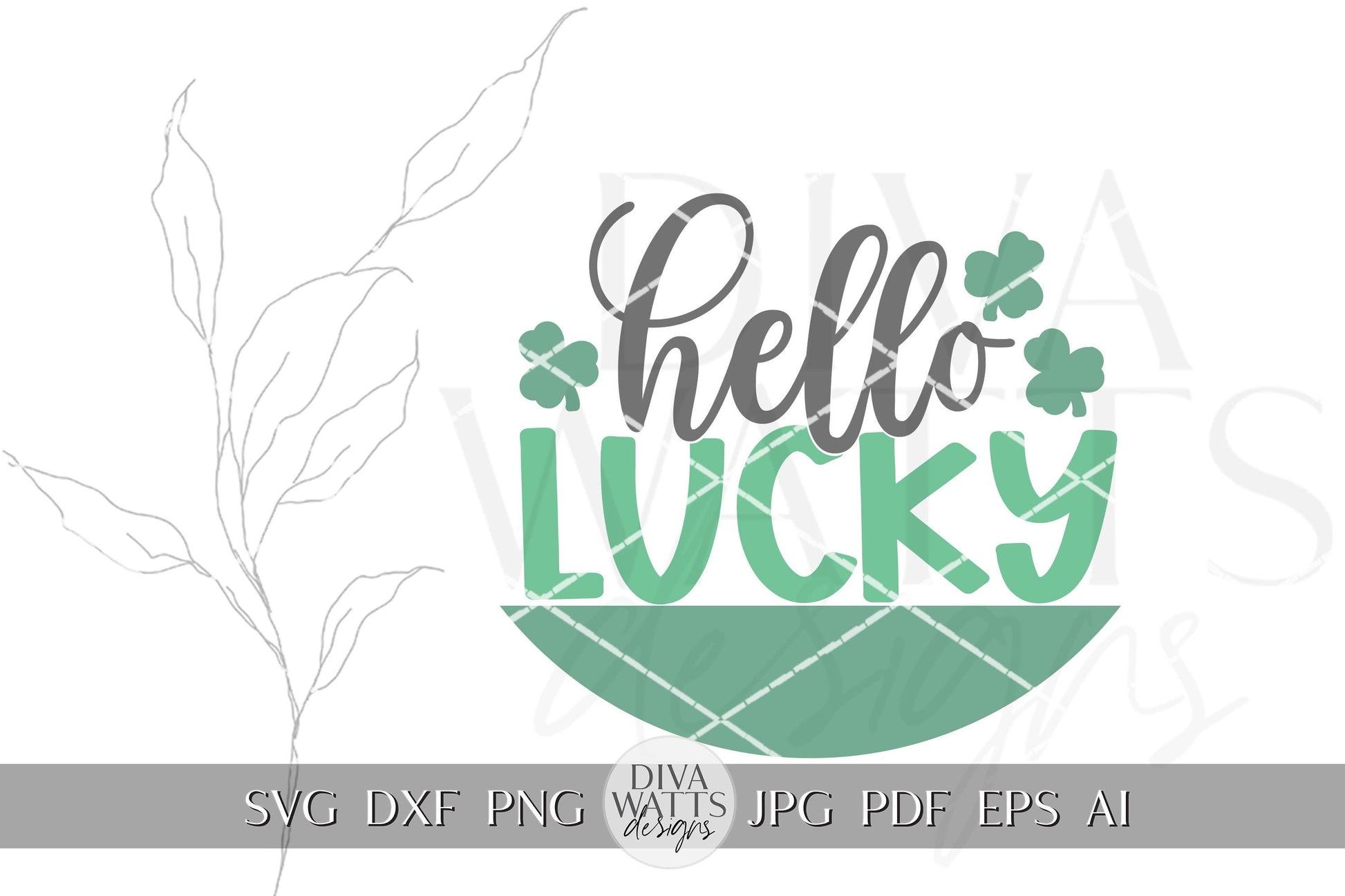Hello Lucky SVG St. Patrick's Day Round Door Sign Digital Design – Shamrock & Bow Cut File for Cricut and Silhouette