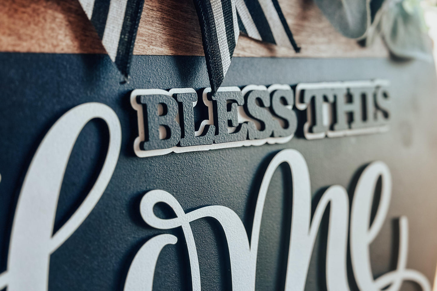 Bless This Home Laser Cut File - Round Door Hanger SVG - Farmhouse Welcome Sign for Glowforge, Xtool, and OMTech Laser Cut File | Door Decor