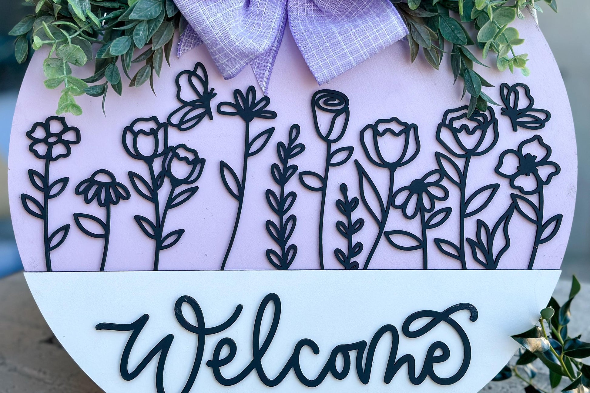 Hello Door Hanger SVG, Floral Laser Cut File, Round Sign Design, Glowforge SVG, Xtool, Farmhouse Welcome Decor, Floral Door Hanger, Daisy