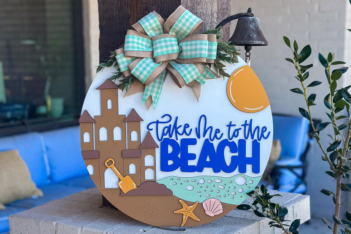 Sweet Summer Door Hanger SVG, Round Laser Cut File for Glowforge, Farmhouse Welcome Sign, Customizable Summer Design, Lemon Door Decor