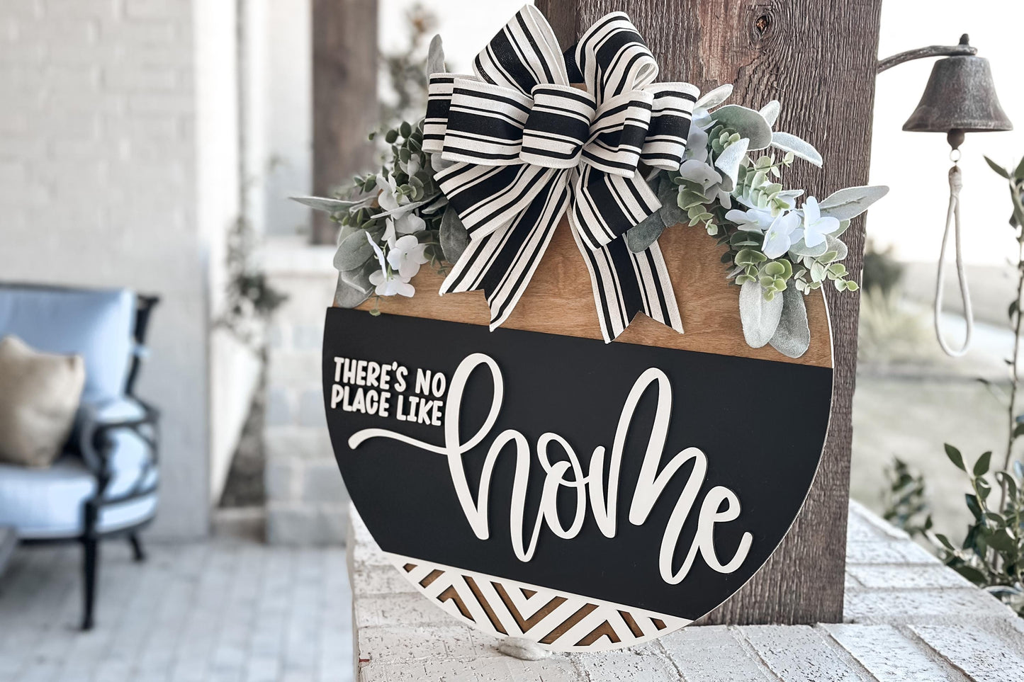 There’s No Place Like Home Round Door Hanger SVG – Laser Cut File for Wood Signs, DIY Home Decor Template, Glowforge | Geometric Door Hanger