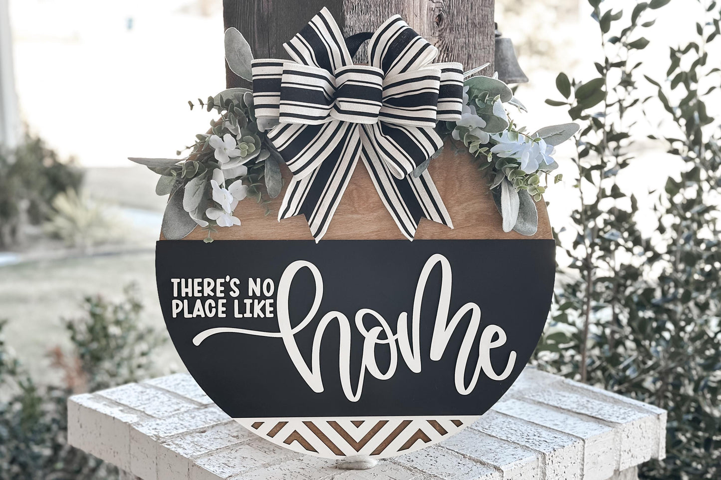 There’s No Place Like Home Round Door Hanger SVG – Laser Cut File for Wood Signs, DIY Home Decor Template, Glowforge | Geometric Door Hanger