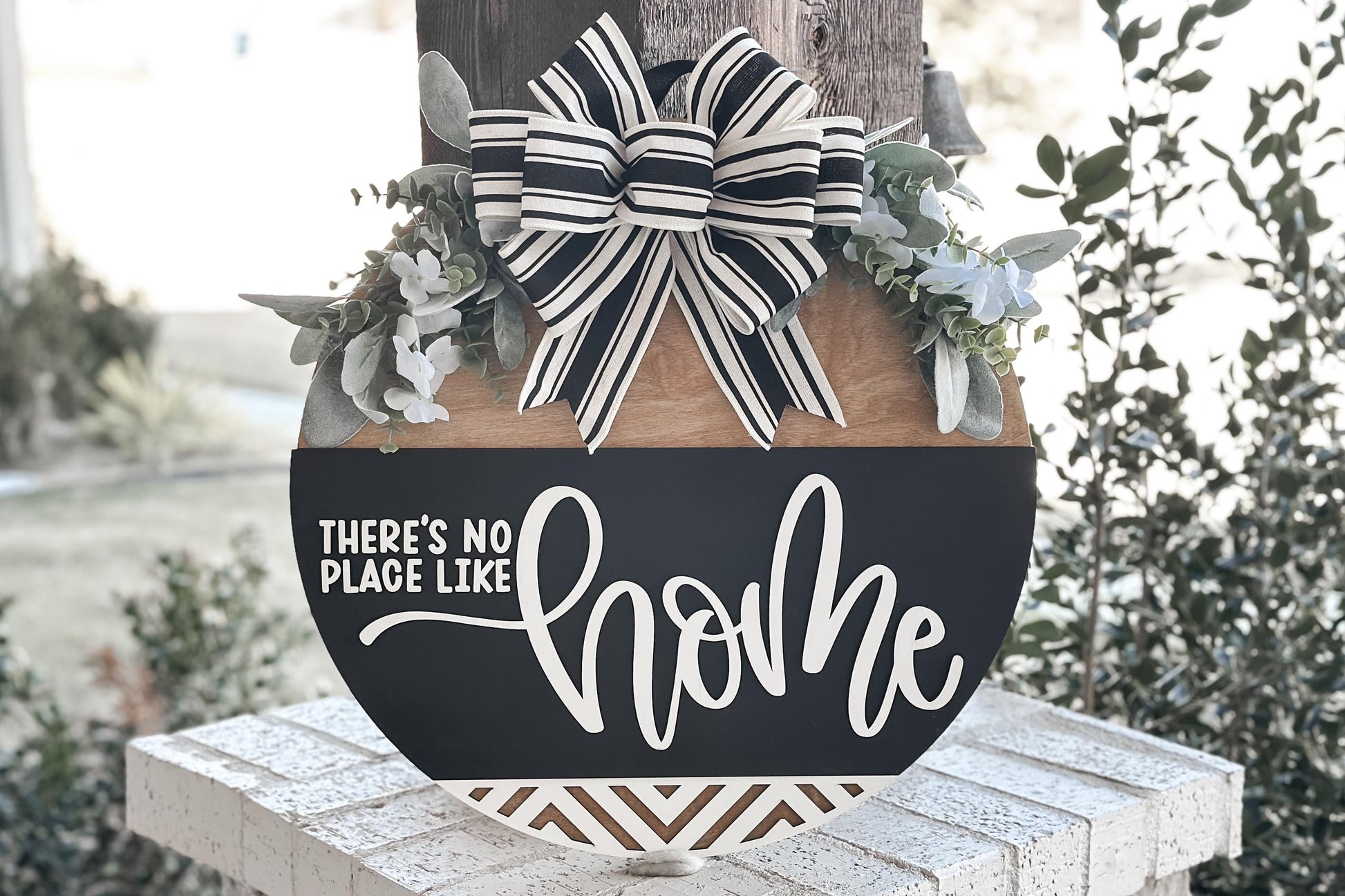 There’s No Place Like Home Round Door Hanger SVG – Laser Cut File for Wood Signs, DIY Home Decor Template, Glowforge | Geometric Door Hanger