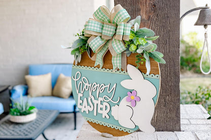Hoppy Easter Bunny Door Hanger SVG – Round Laser Cut File for Spring Home Decor, DIY Easter Sign Template, Glowforge & Xtool Sign svg