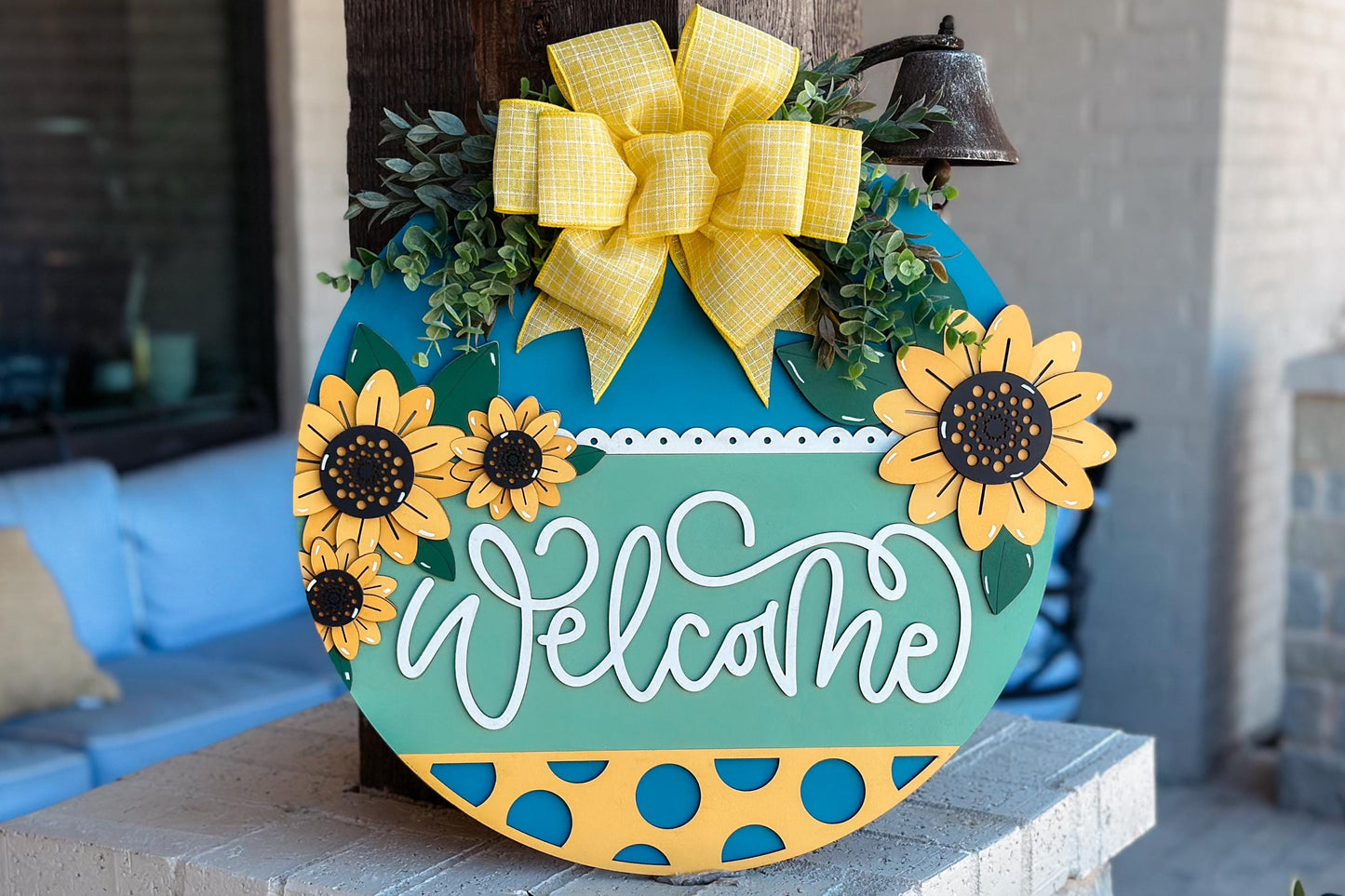 Welcome Door Hanger SVG, Geometric Laser Cut File, Round Door Sign Design, Glowforge SVG, Xtool, Farmhouse Welcome Decor