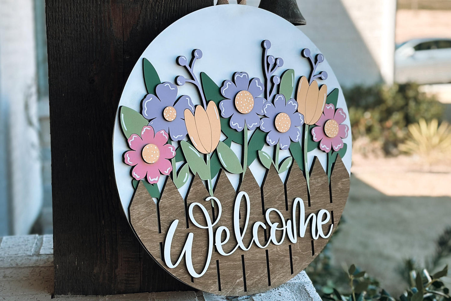 Hello Spring Door Hanger SVG, Floral Chick Laser Cut File, Round Sign Design, Glowforge SVG, Xtool, Farmhouse Spring Decor