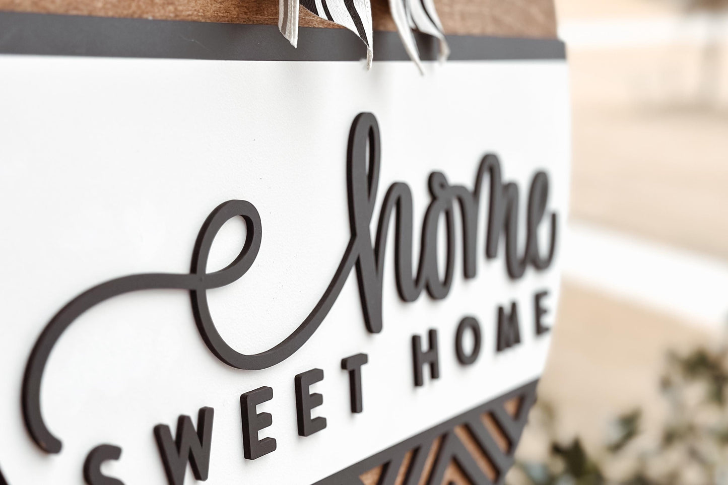 Home Sweet Home Round Door Hanger Laser Cut File SVG | Farmhouse Laser Decor | Glowforge Xtool File | Layered Home Sign SVG