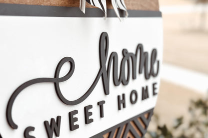 Home Sweet Home Round Door Hanger Laser Cut File SVG | Farmhouse Laser Decor | Glowforge Xtool File | Layered Home Sign SVG