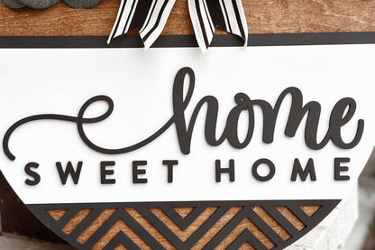 Home Sweet Home Round Door Hanger Laser Cut File SVG | Farmhouse Laser Decor | Glowforge Xtool File | Layered Home Sign SVG