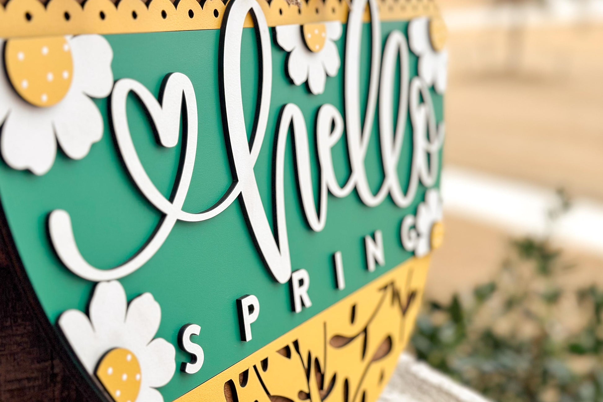 Hello Spring Door Hanger Laser Cut File SVG | Layered Floral Spring Sign | Glowforge Xtool File | Farmhouse Seasonal Decor | Spring Porch