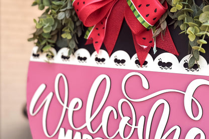 Welcome Watermelon Door Hanger SVG File, March On In Laser Cut Design, Summer Door Sign Template, Glowforge Ready | Summer Door Hanger