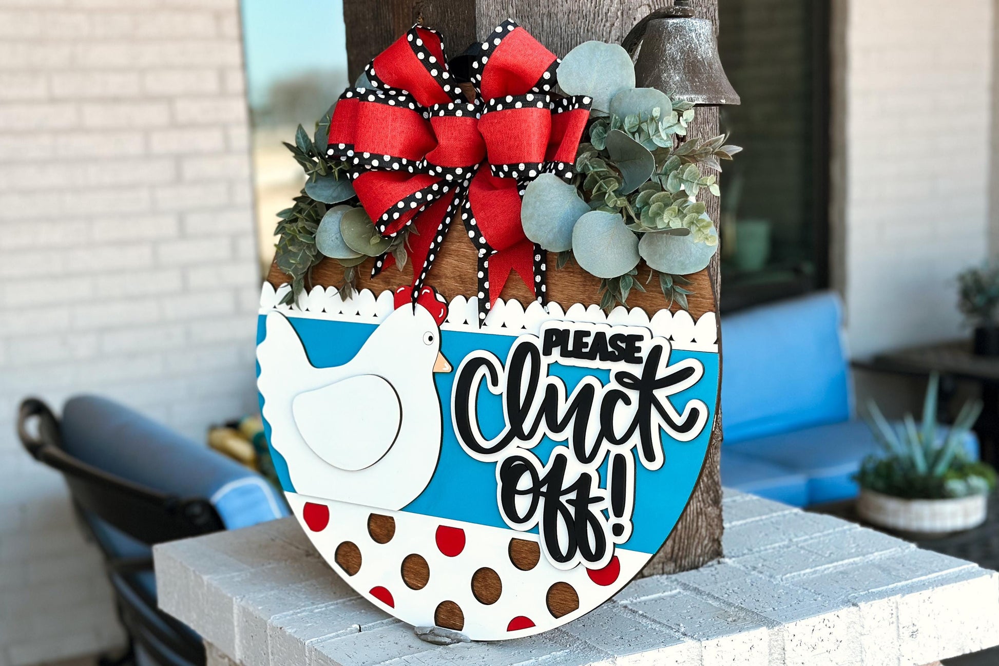 Please Cluck Off Chicken Door Hanger SVG, Funny Farmhouse Round Sign, Laser Cut File for Glowforge, Chicken Coop Sign, Farmhouse Decor