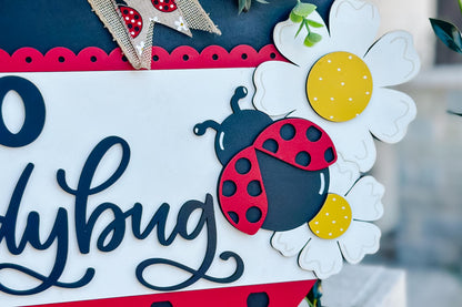 Hello Ladybug SVG, Ladybug Door Hanger Laser File, Spring Porch Decor, Layered Ladybug Sign Design, Glowforge Template, DIY Bug Decor