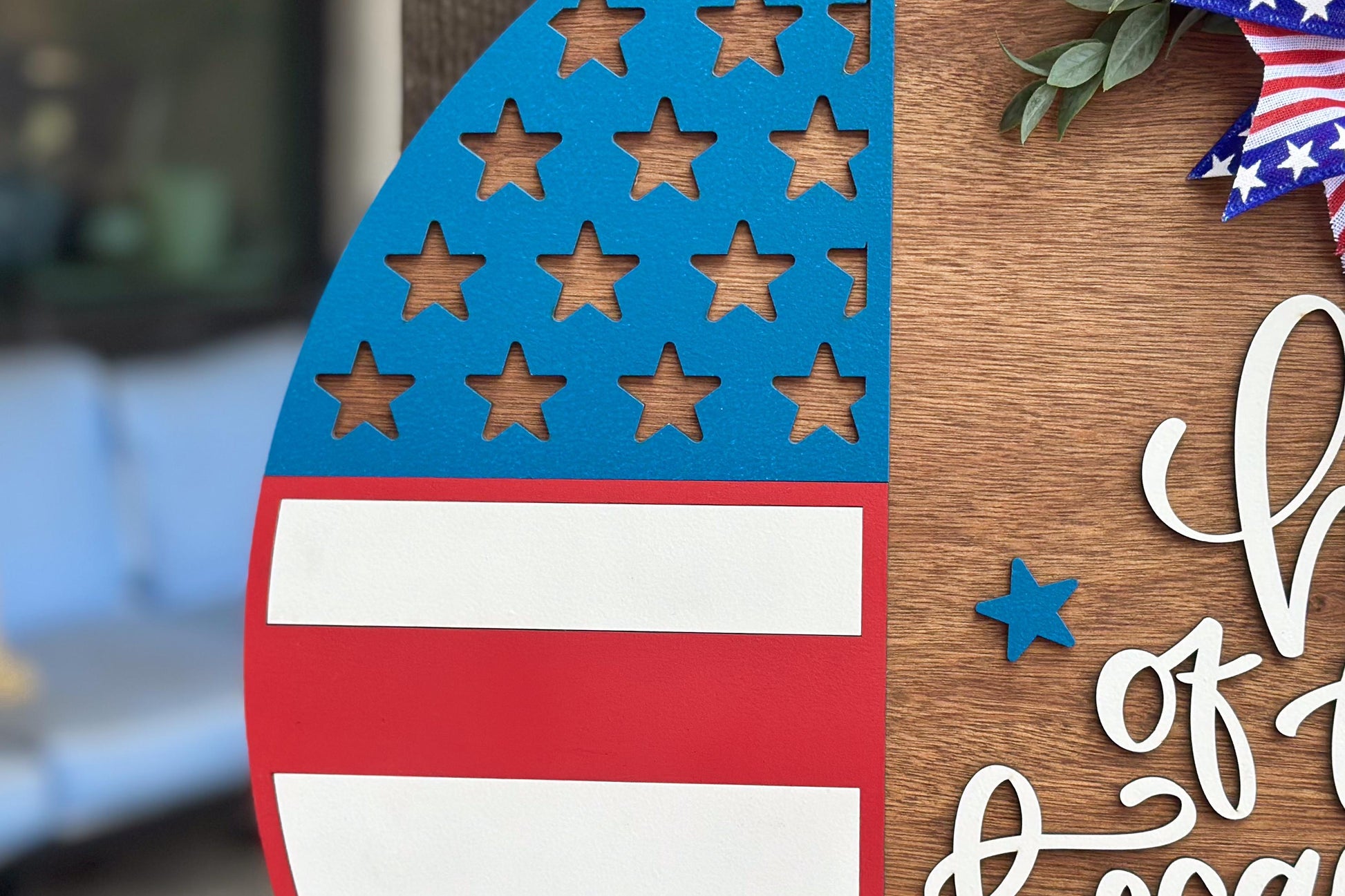 Home of the Free Because of the Brave Door Hanger SVG, Layered Laser Cut File for Glowforge Xtool, Patriotic 4th of July Sign SVG