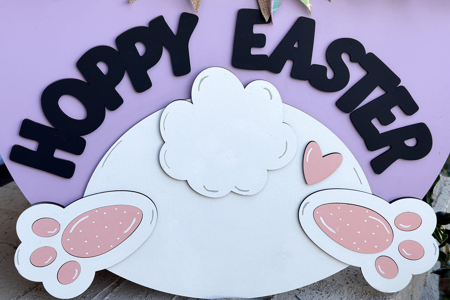 Hoppy Easter Door Hanger SVG, Bunny Butt Laser Cut File, Round Sign Design, Glowforge SVG, Xtool, Farmhouse Easter Decor