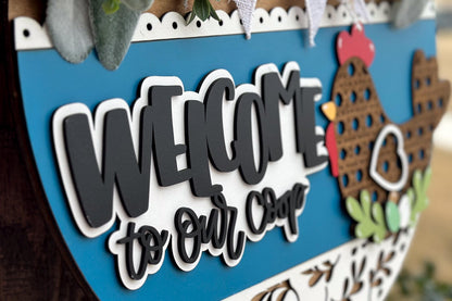 Cherry Hello Door Hanger SVG, Laser Cut File, Farmhouse Welcome Sign, Round Wood Sign SVG, Glowforge File, Layered Door Decor, Summer SVG