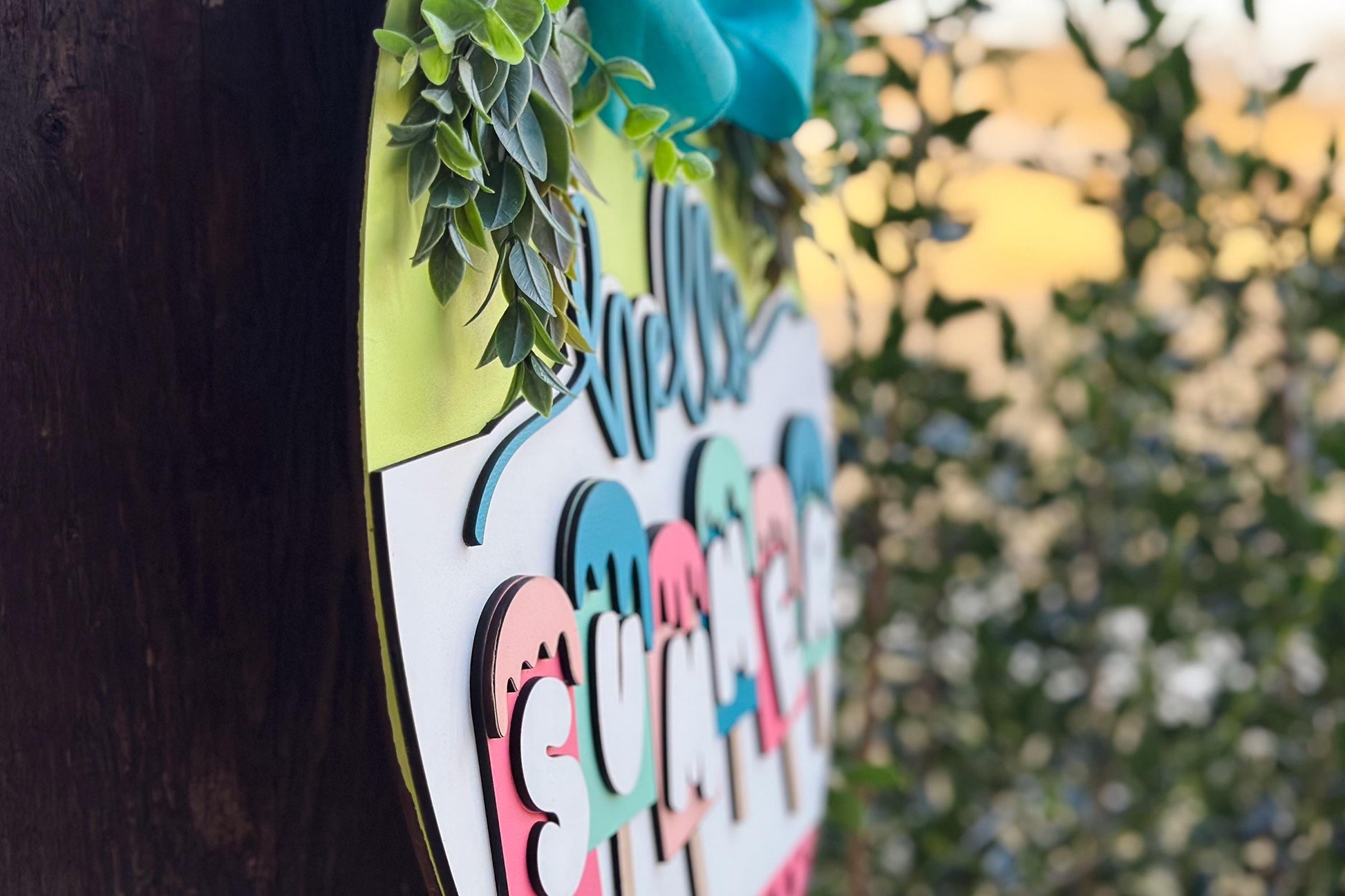 Hello Summer Door Hanger SVG Laser File | Popsicle Summer Sign | Glowforge Cut File | DIY Round Door Sign | Layered Laser Design