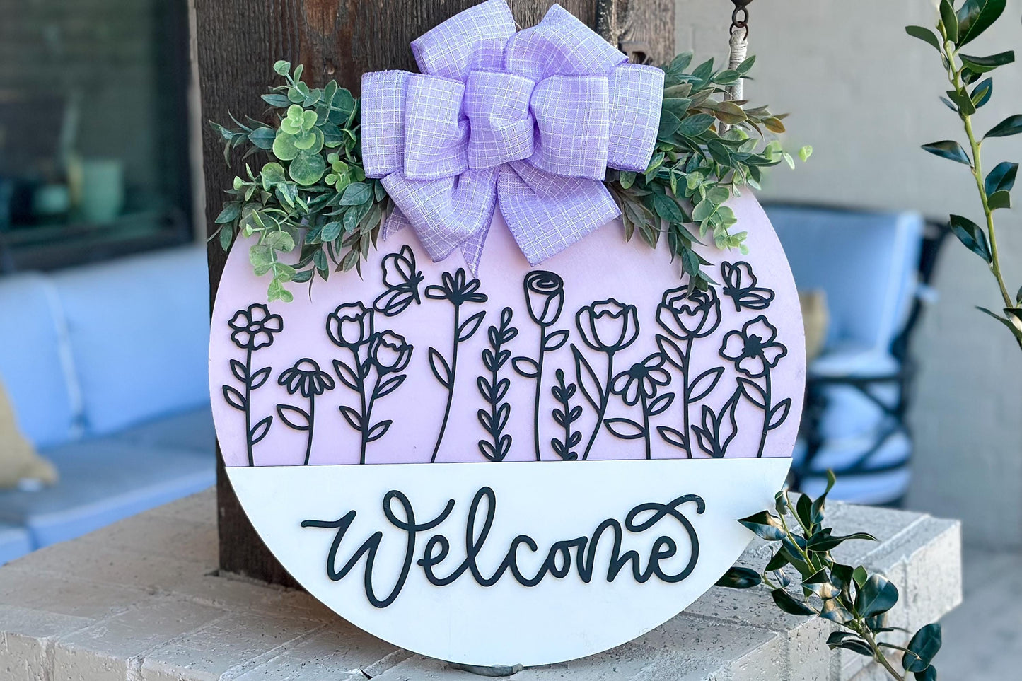 Hello Door Hanger SVG, Floral Laser Cut File, Round Sign Design, Glowforge SVG, Xtool, Farmhouse Welcome Decor, Floral Door Hanger, Daisy