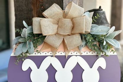 Easter Bunny Welcome Sign SVG, Laser Cut Round Door Hanger, Spring Porch Decor, Bunny Backside Sign, Glowforge Xtool File, DIY Easter Decor