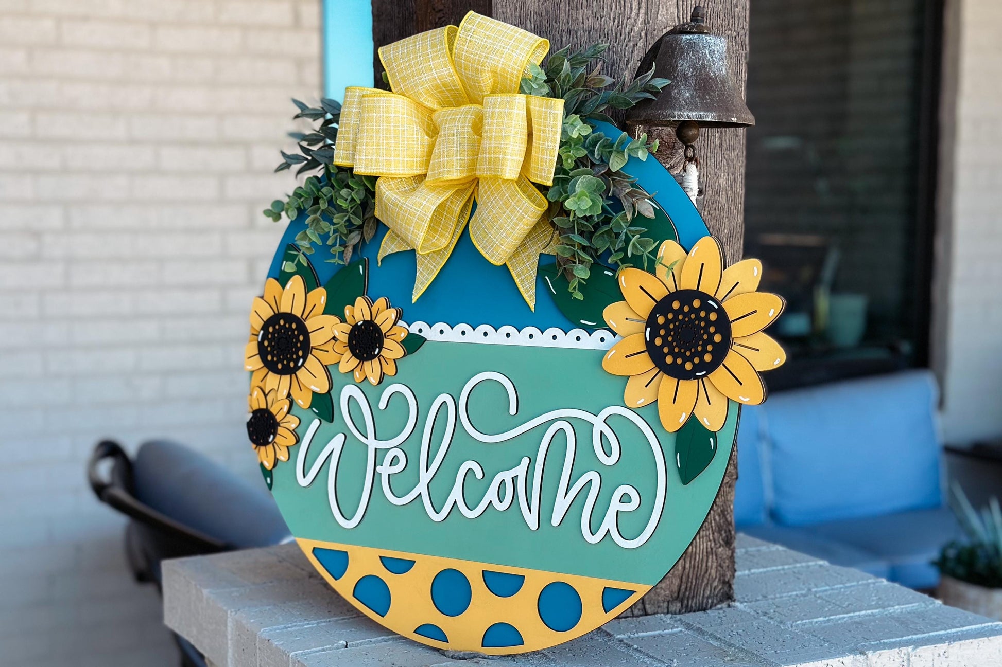 Welcome Door Hanger SVG, Geometric Laser Cut File, Round Door Sign Design, Glowforge SVG, Xtool, Farmhouse Welcome Decor