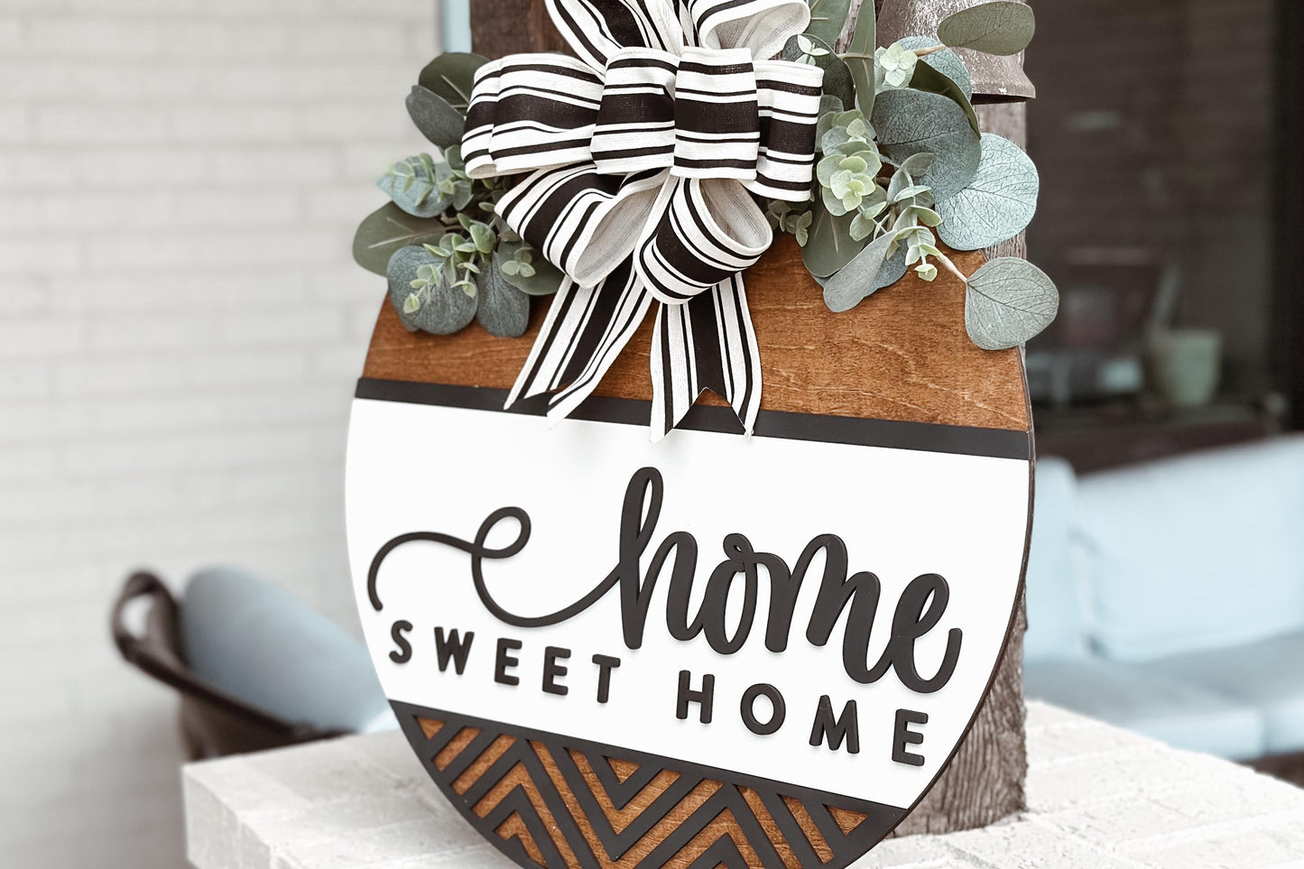 Home Sweet Home Round Door Hanger Laser Cut File SVG | Farmhouse Laser Decor | Glowforge Xtool File | Layered Home Sign SVG
