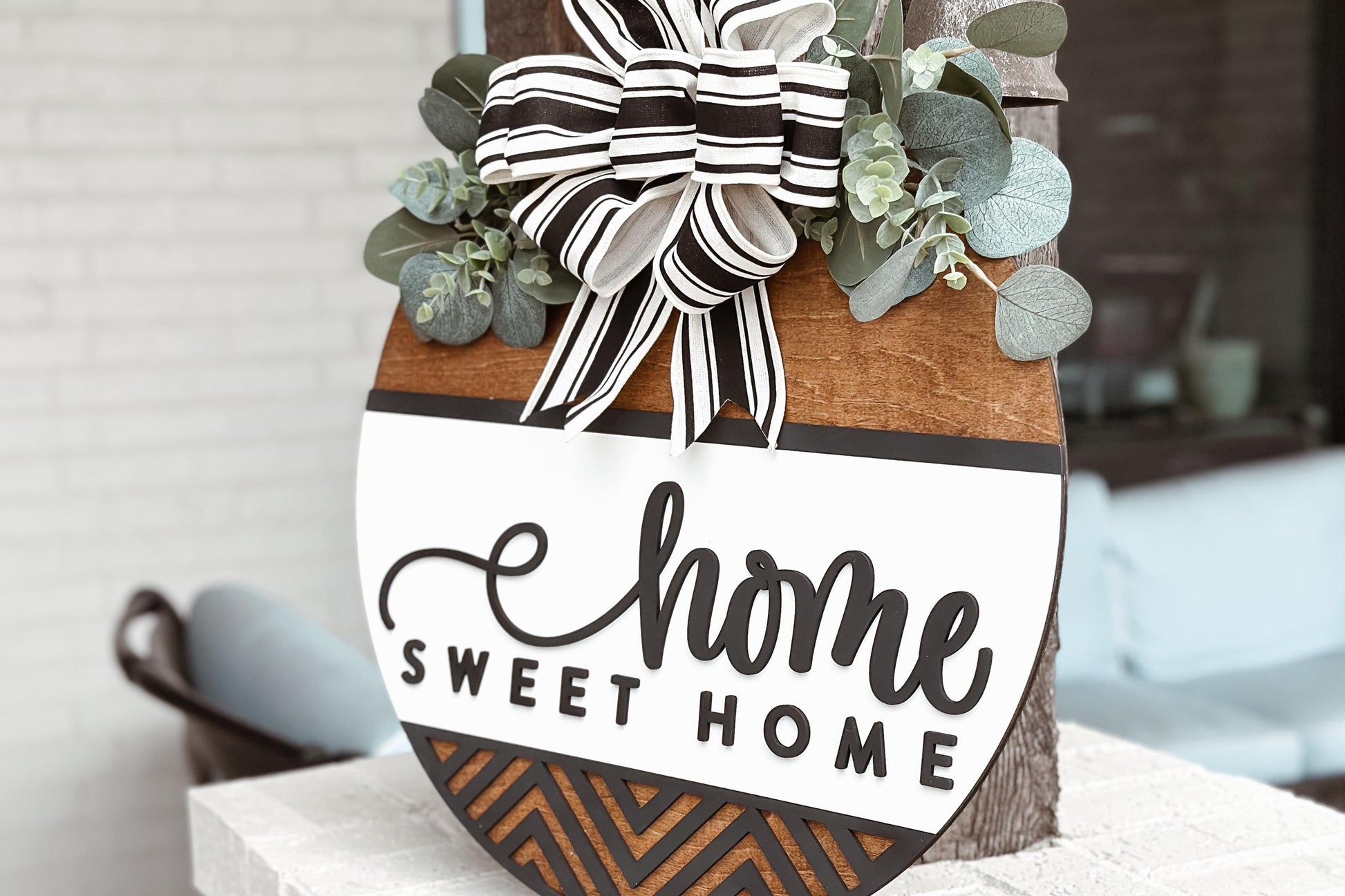 Home Sweet Home Round Door Hanger Laser Cut File SVG | Farmhouse Laser Decor | Glowforge Xtool File | Layered Home Sign SVG