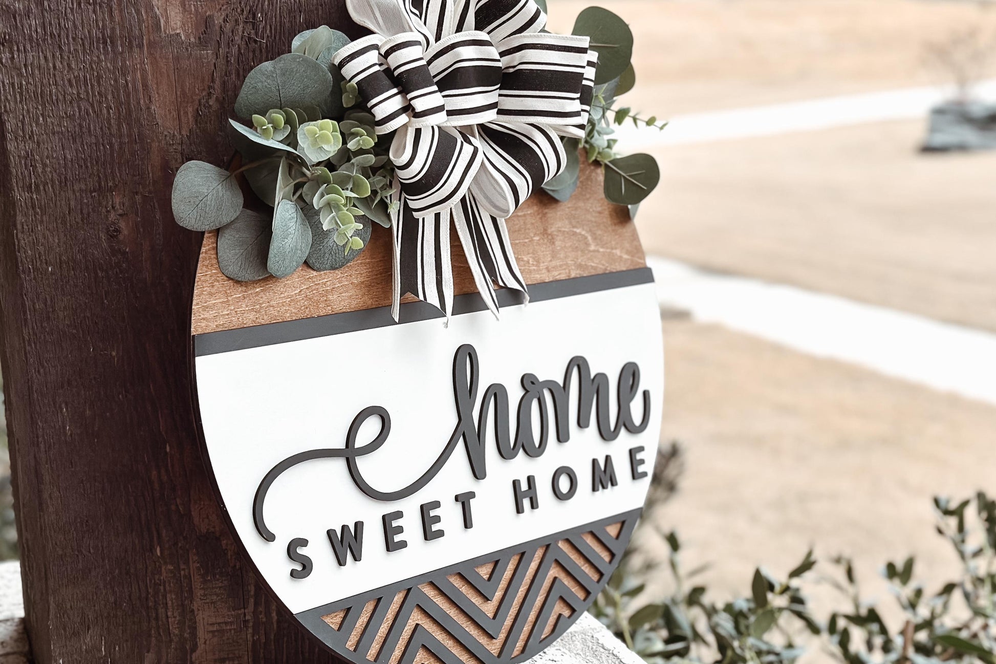 Home Sweet Home Round Door Hanger Laser Cut File SVG | Farmhouse Laser Decor | Glowforge Xtool File | Layered Home Sign SVG