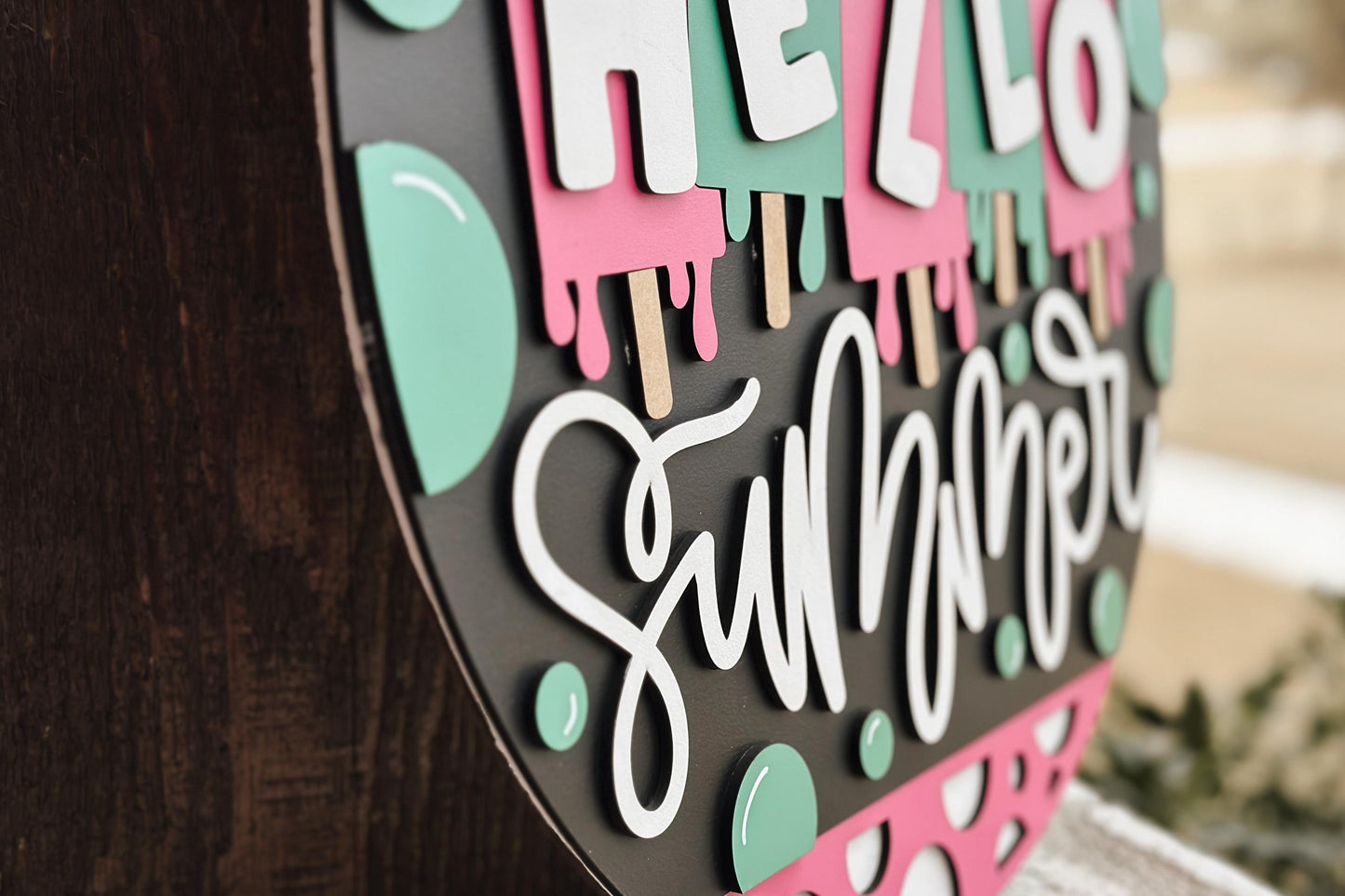 Hello Summer Popsicle Door Hanger Laser Cut File SVG | Layered Summer Sign | Glowforge Xtool File | Seasonal Laser Decor | Dripping Popsicle