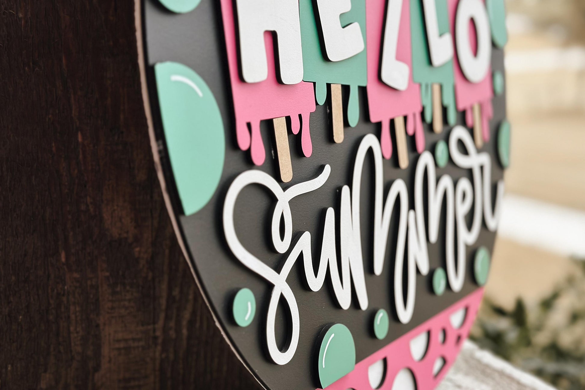 Hello Summer Popsicle Door Hanger Laser Cut File SVG | Layered Summer Sign | Glowforge Xtool File | Seasonal Laser Decor | Dripping Popsicle