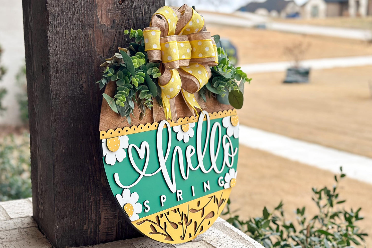 Hello Spring Door Hanger Laser Cut File SVG | Layered Floral Spring Sign | Glowforge Xtool File | Farmhouse Seasonal Decor | Spring Porch