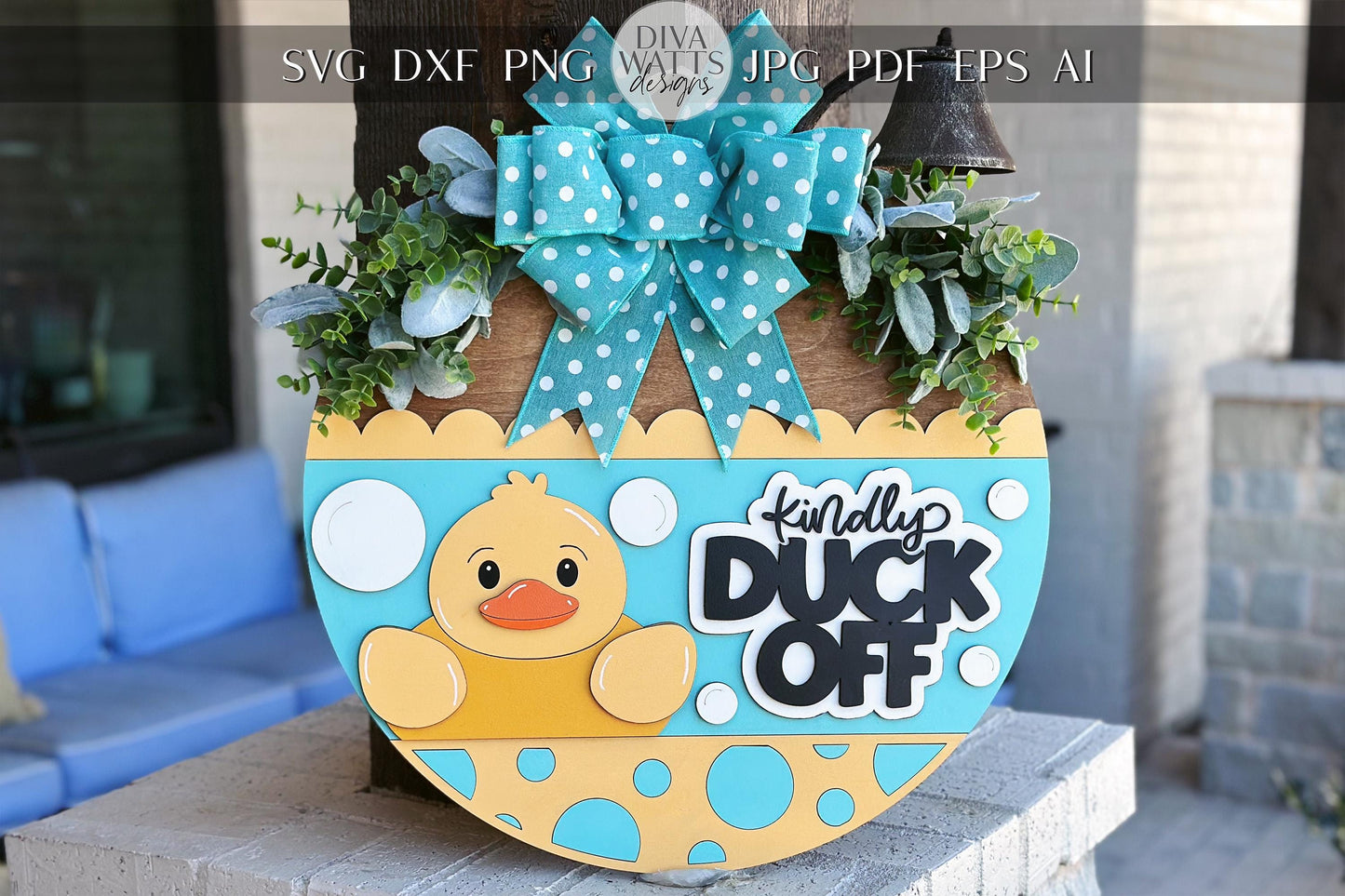 Kindly Duck Off SVG, Funny Door Hanger Laser Cut File, Rubber Ducky Sign, Layered Glowforge Xtool Cut File, DIY Wood Decor Funny Duck SVG