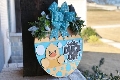 Kindly Duck Off SVG, Funny Door Hanger Laser Cut File, Rubber Ducky Sign, Layered Glowforge Xtool Cut File, DIY Wood Decor Funny Duck SVG