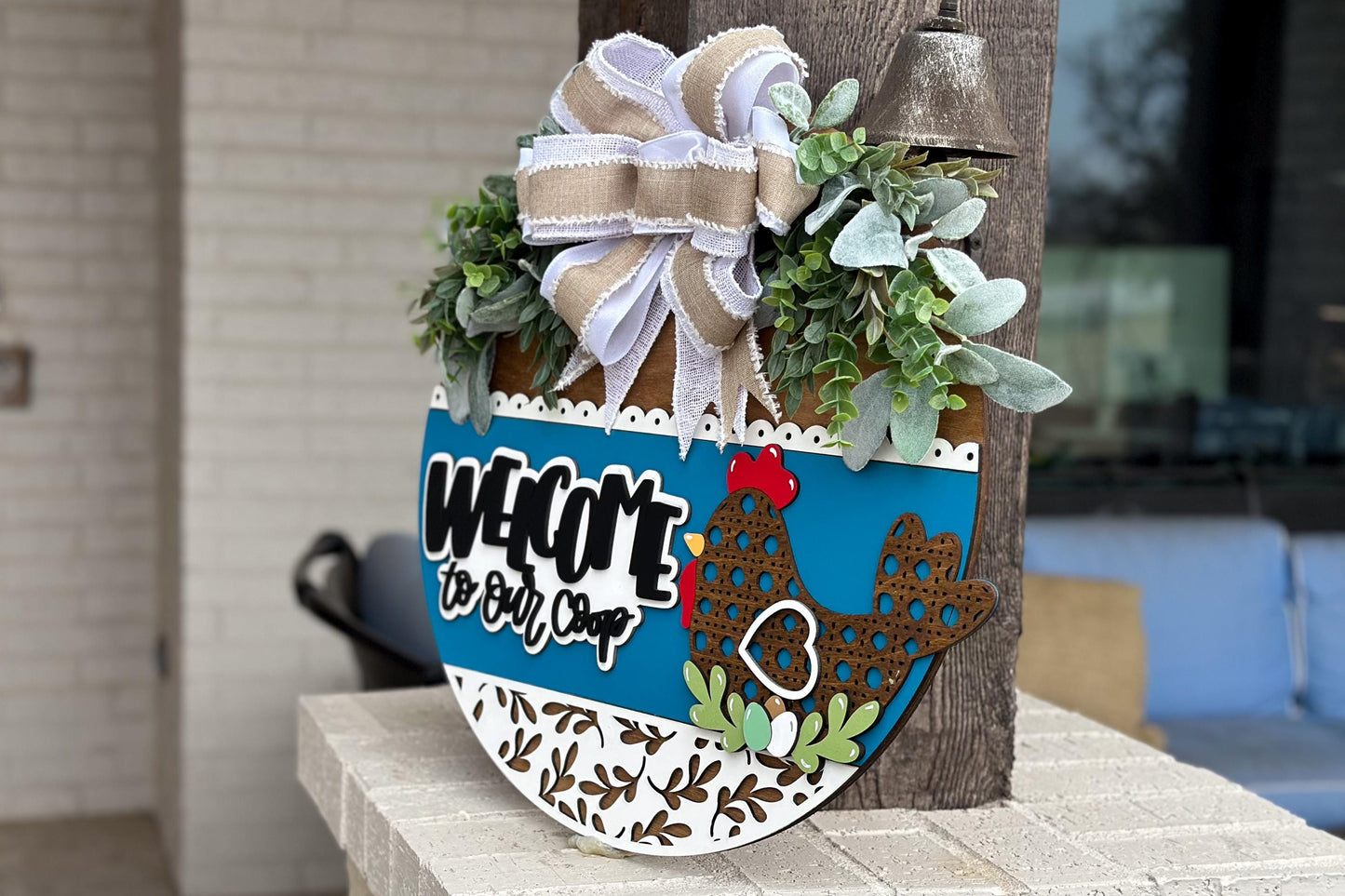 Cherry Hello Door Hanger SVG, Laser Cut File, Farmhouse Welcome Sign, Round Wood Sign SVG, Glowforge File, Layered Door Decor, Summer SVG