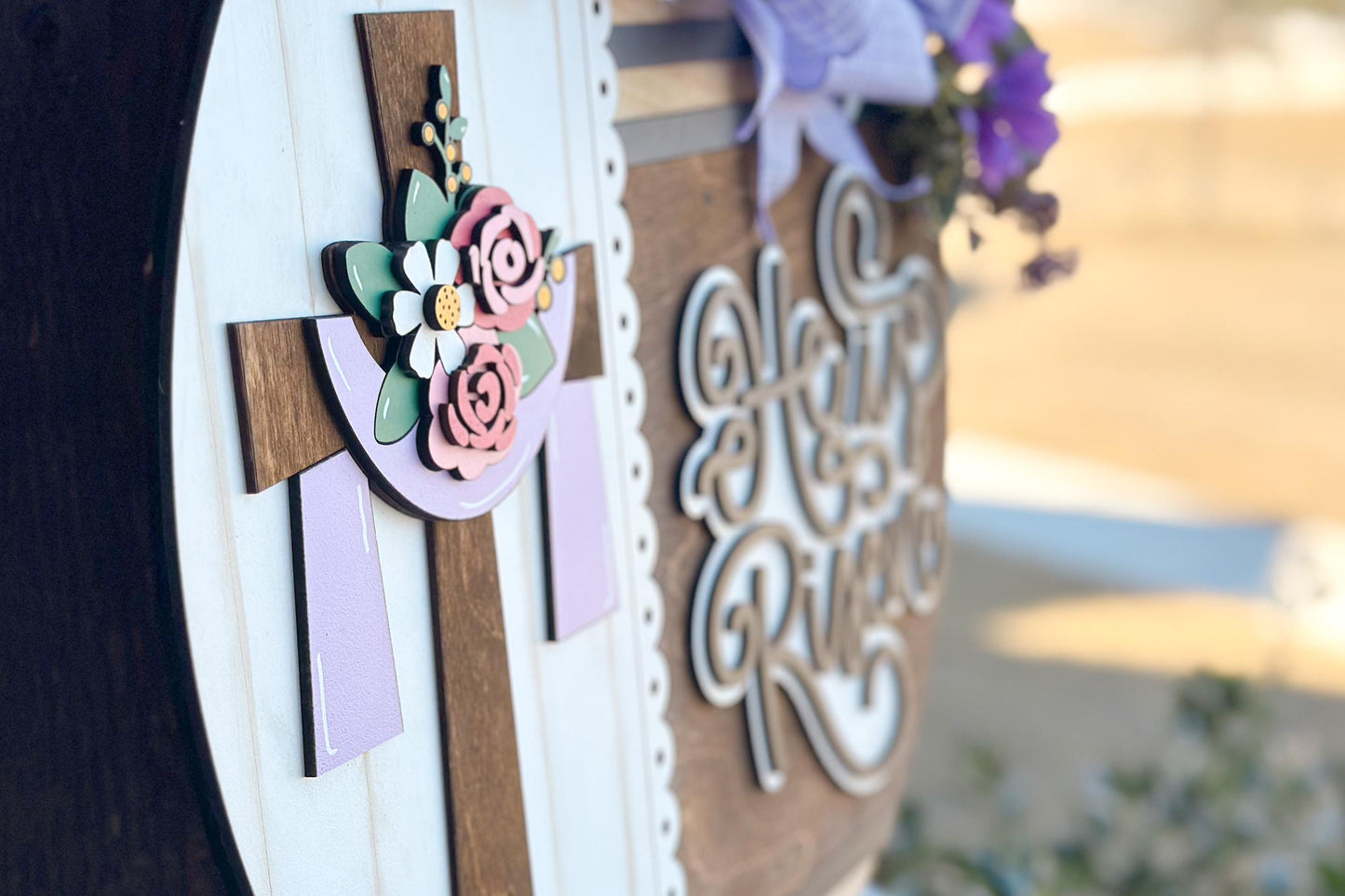 He Is Risen Door Hanger SVG, Easter Cross Laser Cut File, Christian Decor, Religious Sign, Glowforge, Xtool, Laser SVG, Church Decor