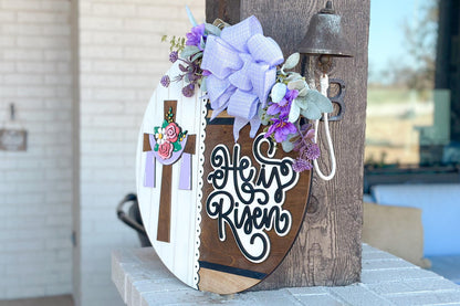 He Is Risen Door Hanger SVG, Easter Cross Laser Cut File, Christian Decor, Religious Sign, Glowforge, Xtool, Laser SVG, Church Decor