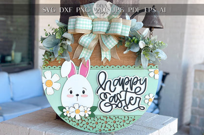 appy Easter Bunny Door Hanger SVG, Laser Cut File, 3D Layered Easter Sign, Spring Porch Decor, Glowforge, Xtool, Laser SVG