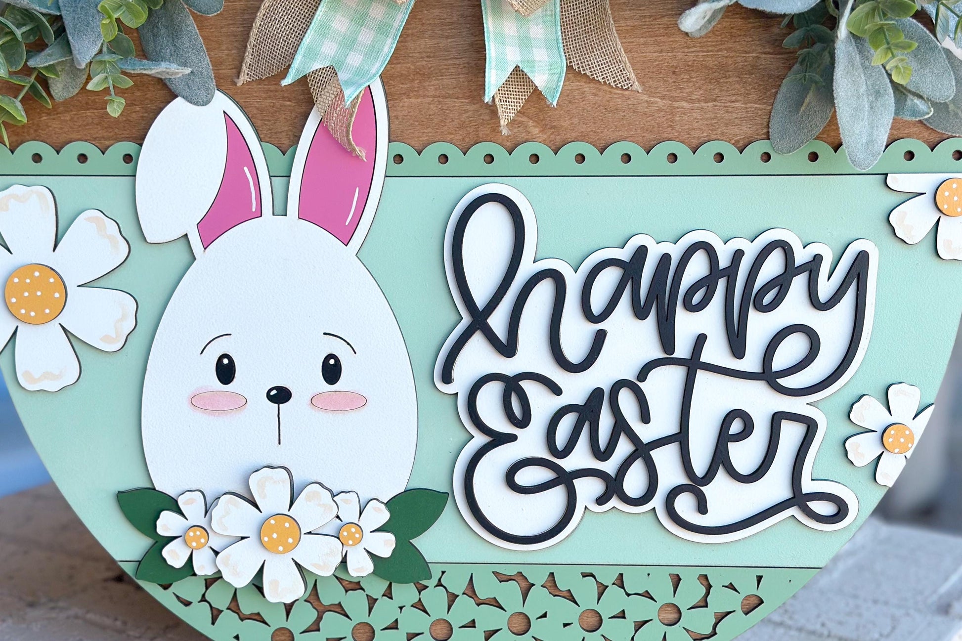 appy Easter Bunny Door Hanger SVG, Laser Cut File, 3D Layered Easter Sign, Spring Porch Decor, Glowforge, Xtool, Laser SVG