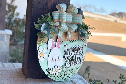 appy Easter Bunny Door Hanger SVG, Laser Cut File, 3D Layered Easter Sign, Spring Porch Decor, Glowforge, Xtool, Laser SVG