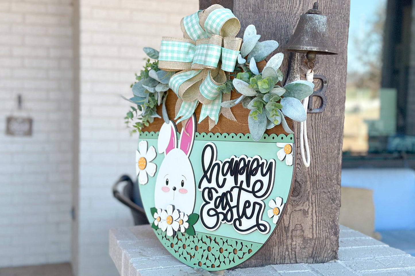appy Easter Bunny Door Hanger SVG, Laser Cut File, 3D Layered Easter Sign, Spring Porch Decor, Glowforge, Xtool, Laser SVG