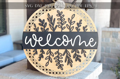 Welcome Door Hanger SVG, Farmhouse Sign Laser Cut File, Rustic Home Decor, Porch Sign, Glowforge, Xtool, Laser SVG Glowforge Basic Friendly!