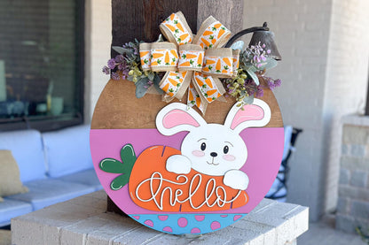 Hello Easter Bunny Carrot Door Hanger SVG, Laser Cut File, 3D Layered Easter Sign, Spring Porch Decor, Glowforge, Xtool, Laser SVG