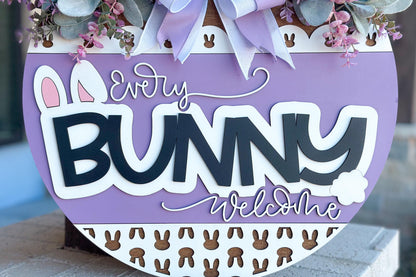 Every Bunny Welcome Easter Door Hanger SVG, Laser Cut File, 3D Layered Easter Sign, Spring Porch Decor, Glowforge, Xtool, Laser SVG