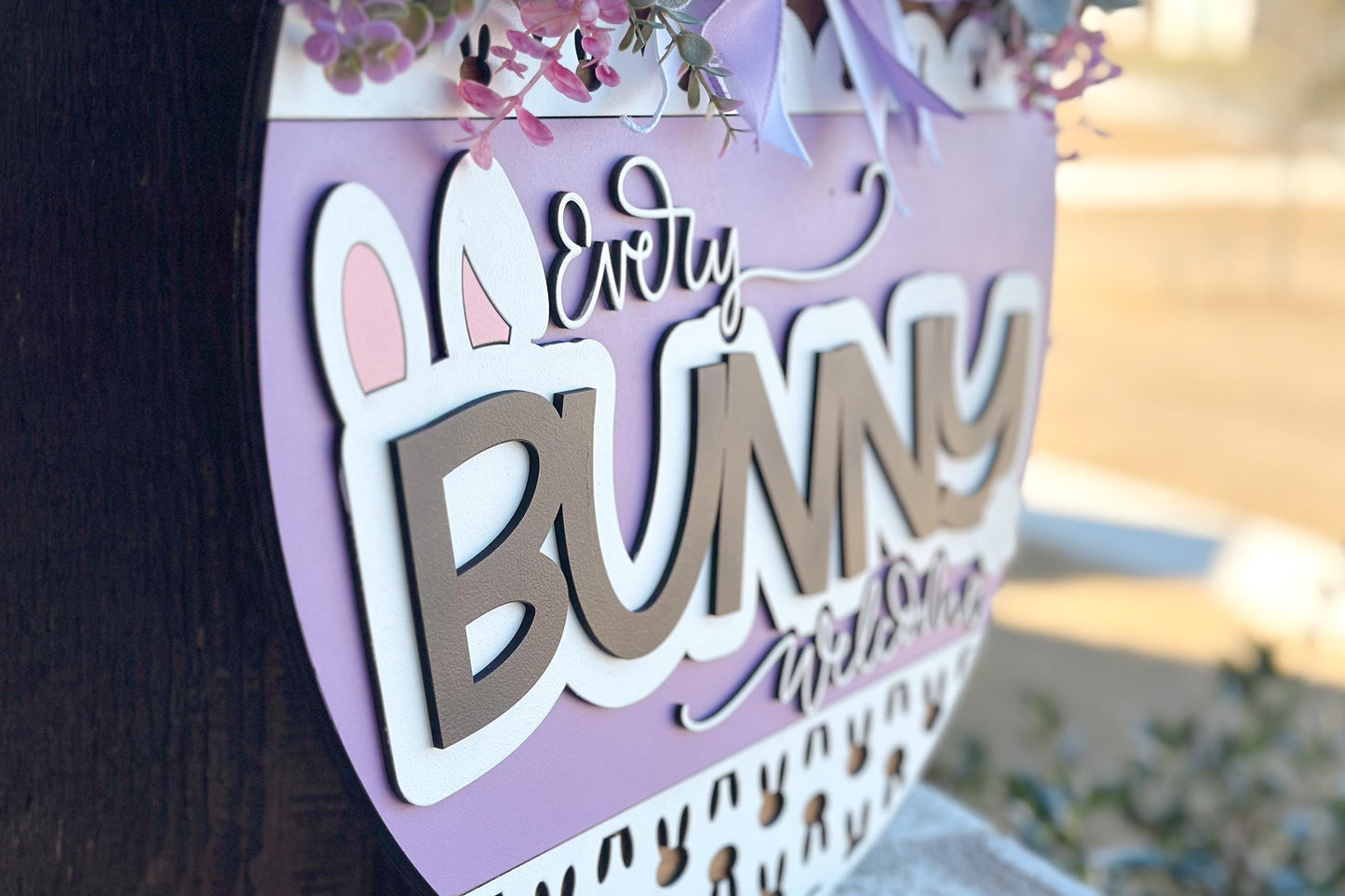 Every Bunny Welcome Easter Door Hanger SVG, Laser Cut File, 3D Layered Easter Sign, Spring Porch Decor, Glowforge, Xtool, Laser SVG