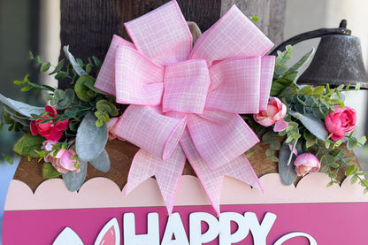 Happy Easter Bunny with Butterfly Door Hanger SVG, 3D Layered Laser Cut File, Spring Porch Sign, Glowforge, Xtool, Laser SVG