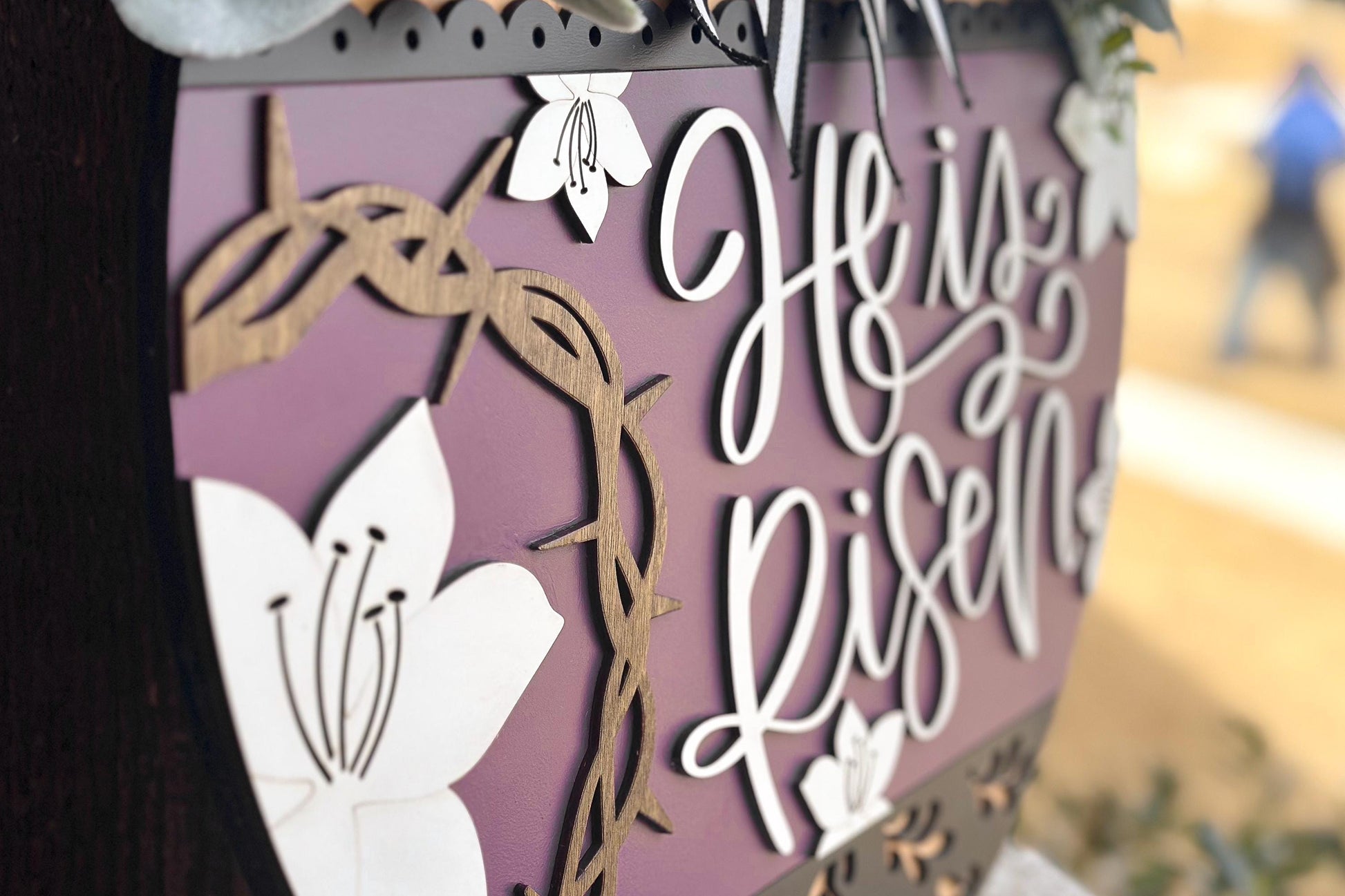 He Is Risen Door Hanger SVG, 3D Layered Easter Laser Cut File, Religious Porch Sign, Christian Home Decor, Glowforge xTool Cut File