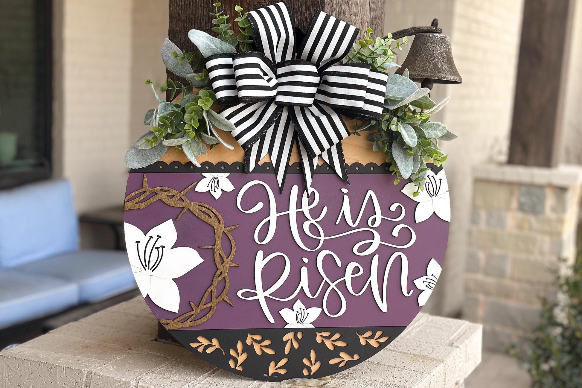 He Is Risen Door Hanger SVG, 3D Layered Easter Laser Cut File, Religious Porch Sign, Christian Home Decor, Glowforge xTool Cut File
