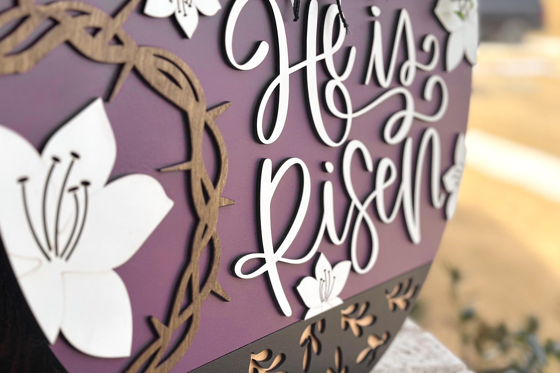 He Is Risen Door Hanger SVG, 3D Layered Easter Laser Cut File, Religious Porch Sign, Christian Home Decor, Glowforge xTool Cut File